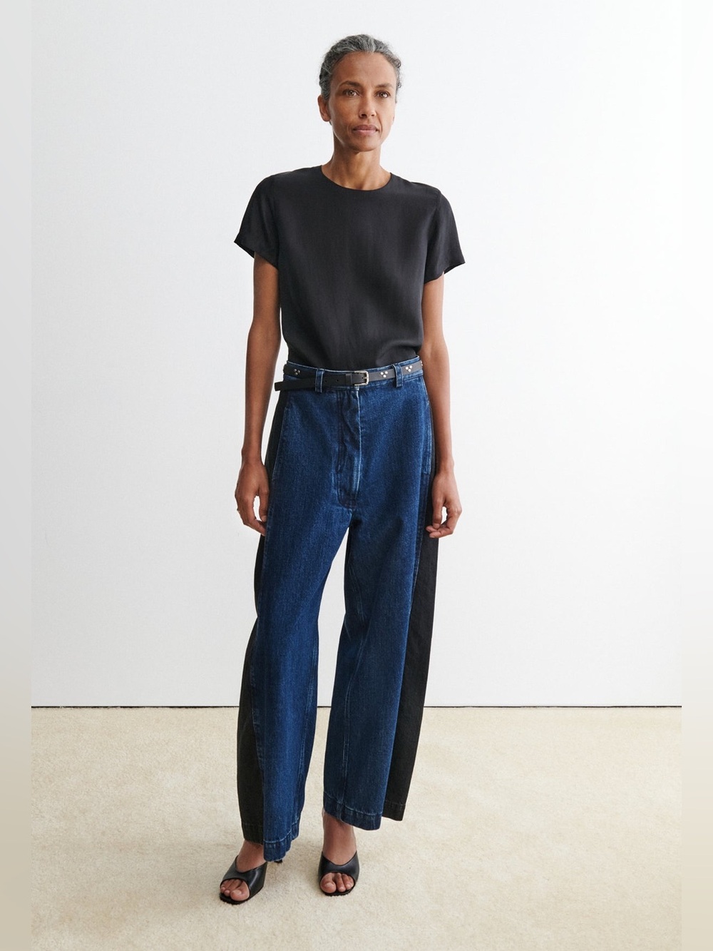 Rachel Comey Two-Tone Blue and Black Wide-Leg Jeans